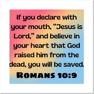 Bible Verse Romans 10:9 Posters and Art